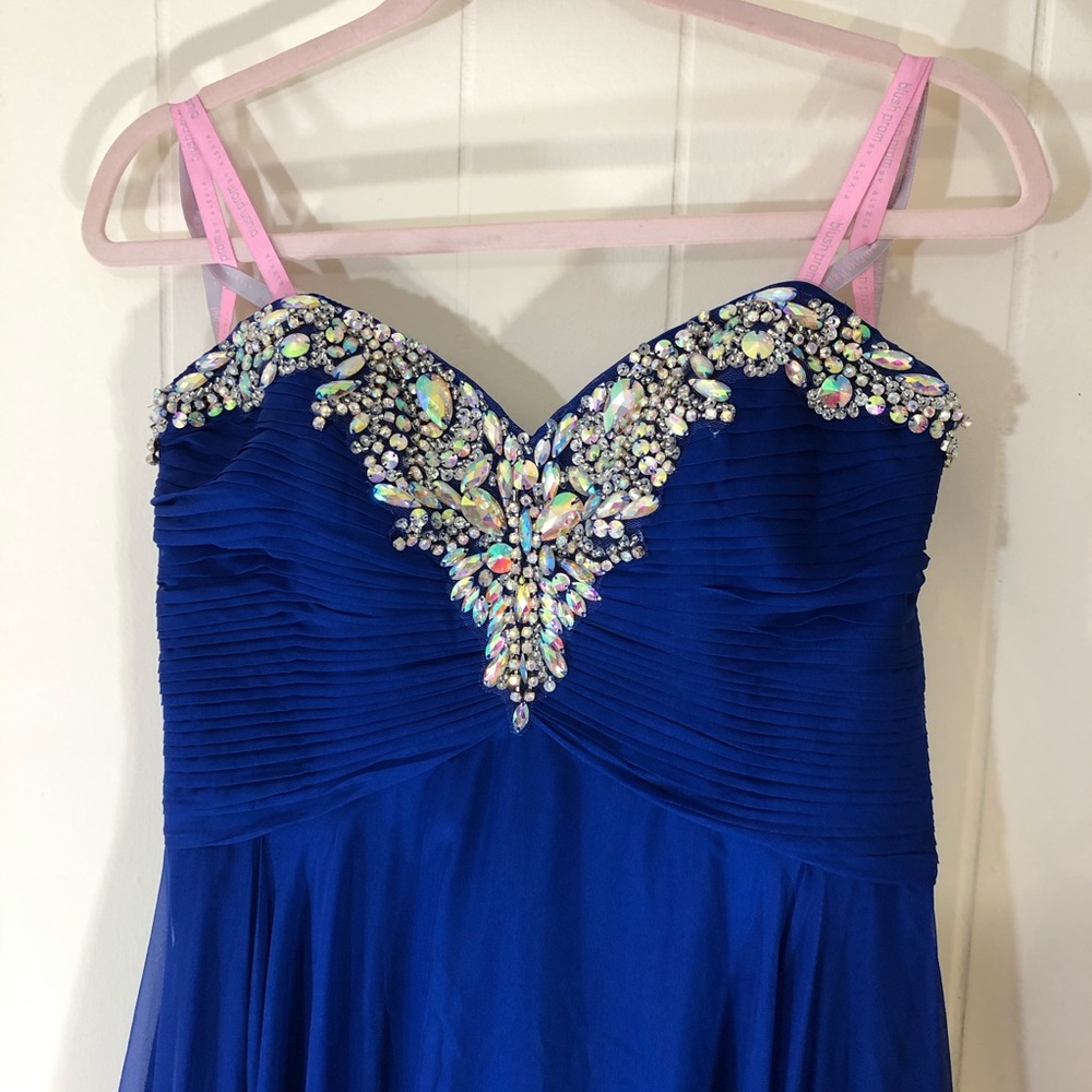 Blue Strapless Chiffon Gown - It Sparkles!